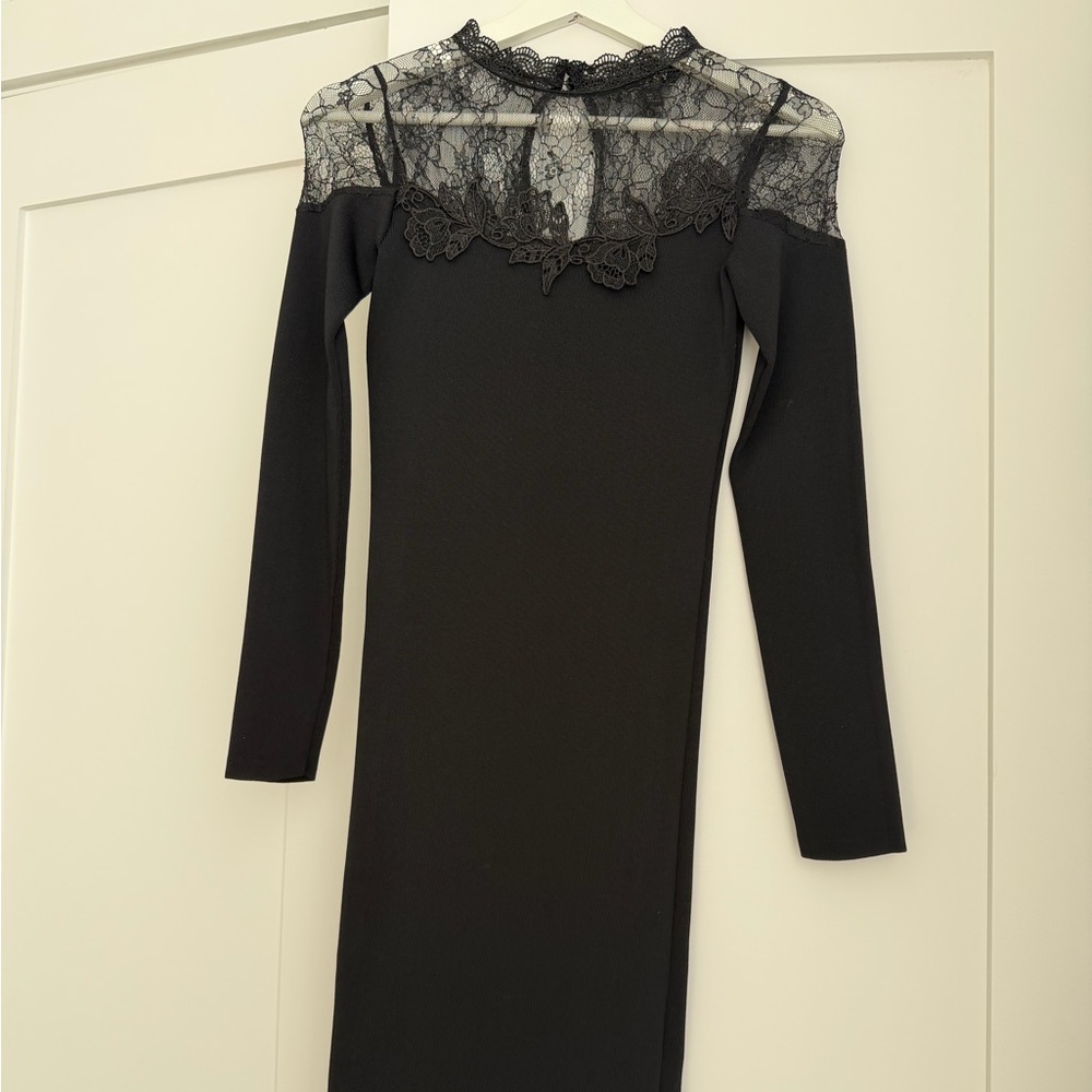 ASOS Black Long-Sleeve Lace Yoke Dress
